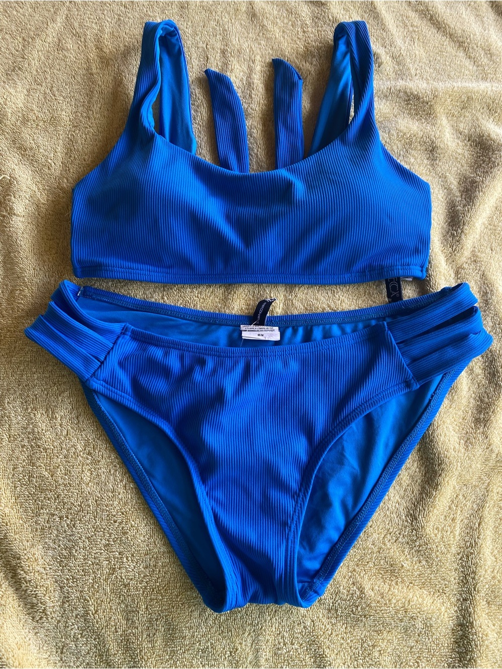 BECCA Vibrant Blue Ribbed Two-Piece Bikini Set
